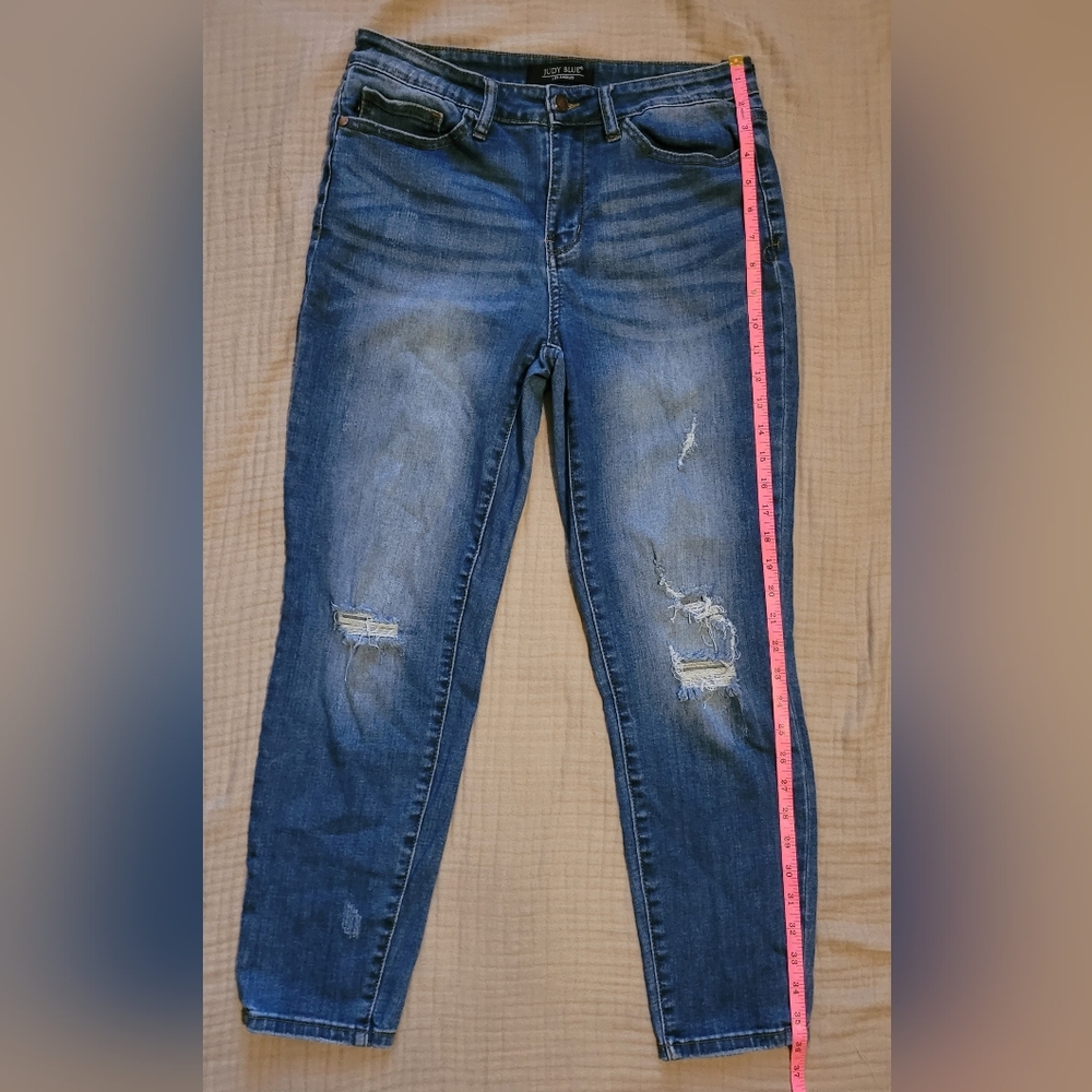 Judy Blue Relaxed Fit Dark Wash Distressed Jeans Size 31 - Picture 6 of 10